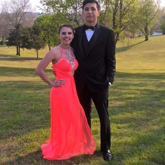 Neon orange and coral dress - Picture 5 of 5